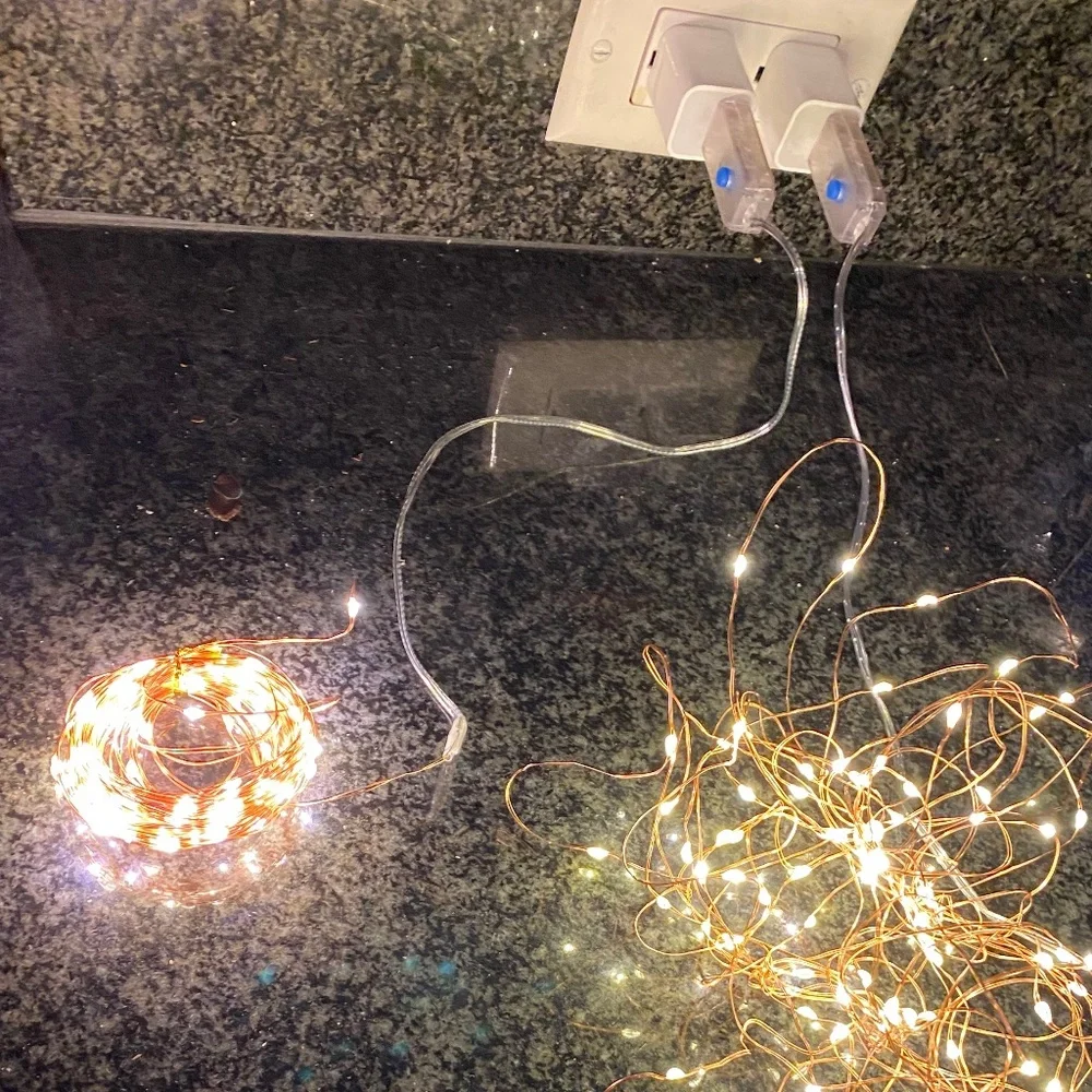 33’ long 100 bulb warm light LED USB string lights Copper wire Twinkle lights